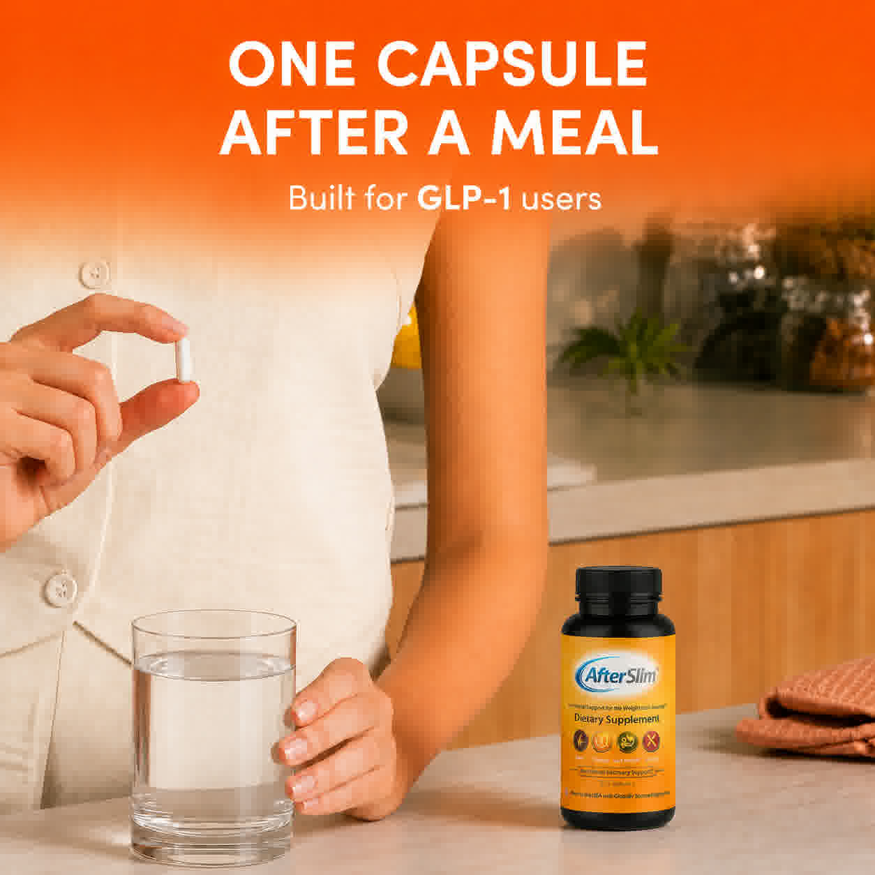 One capsule after a meal. Built for GLP-1 users.